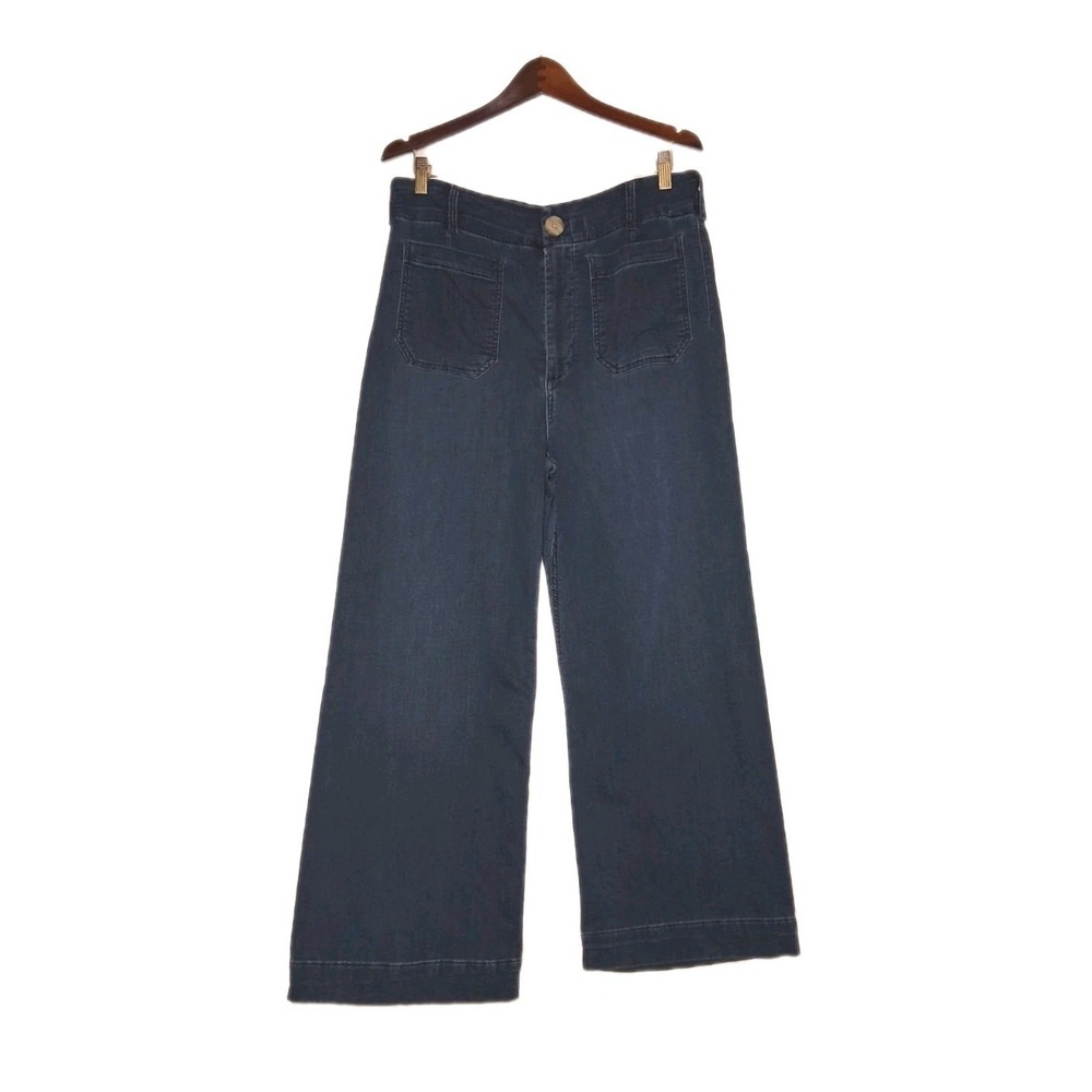 Anthropologie Maeve The Colette Pants Women's 31 Navy Wide Leg High Rise - Picture 2 of 10